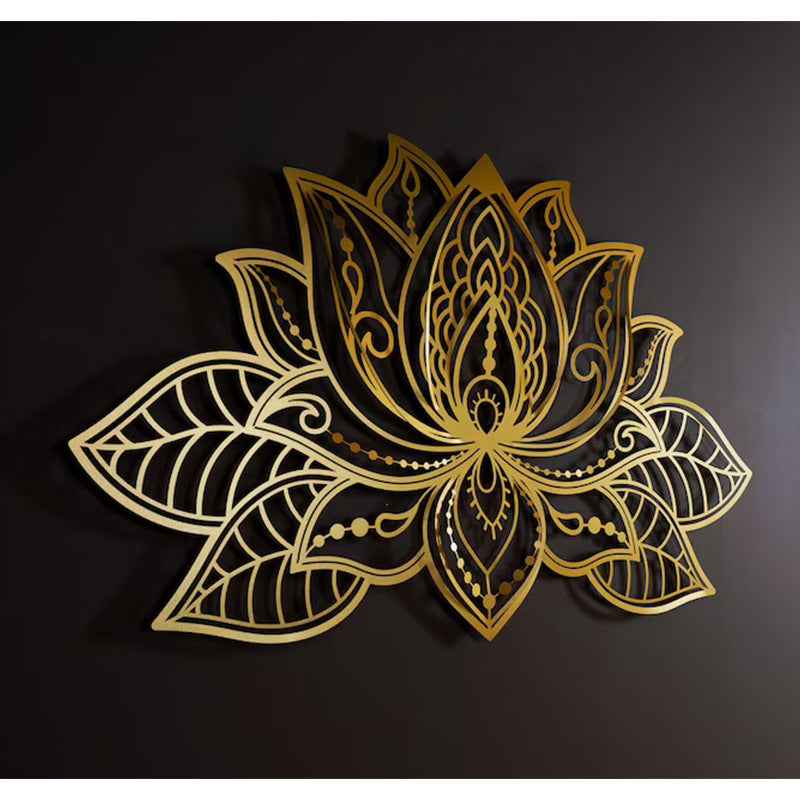 Metal Lotus Wall Art Decor Indoor Outdoor Garden Pendant 68x44 cm